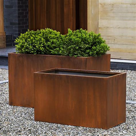 large steel planter boxes|metal rectangular planter boxes.